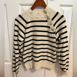 Who What Wear Striped Sweater Button Crewneck size XS